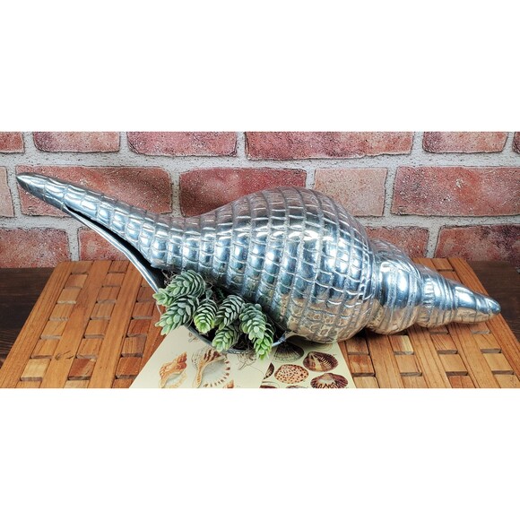 Vintage Pewter Distaff Spindle with Intricate Conch Shell Design - Coastal Decor - Picture 7 of 10